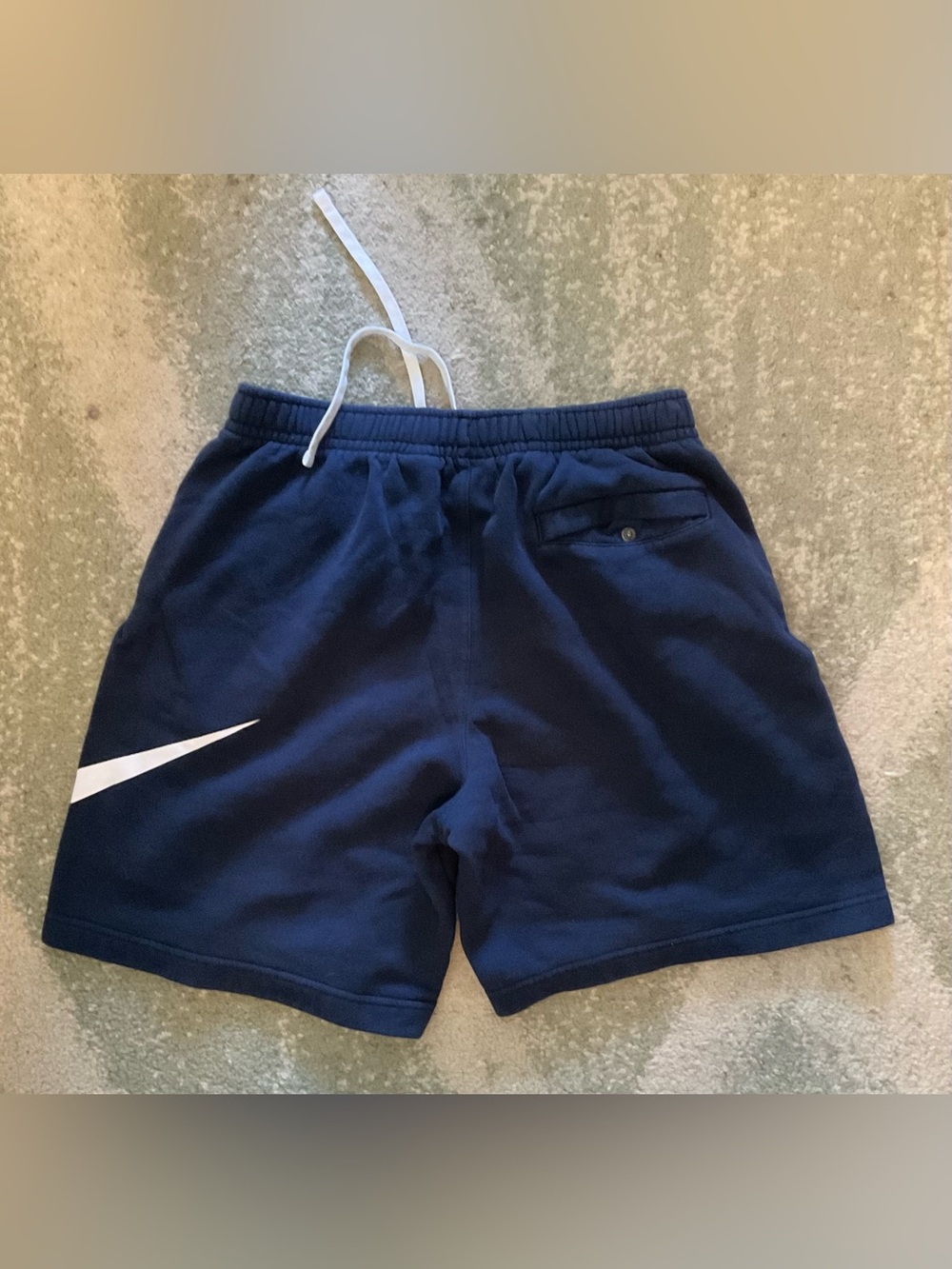 Nike Men’s Dark Blue Athletic Shorts with White Swoosh - Picture 3 of 4
